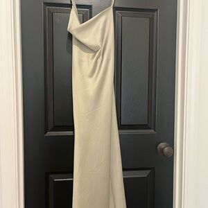 Cream Midi Slip Dress with Spaghetti Straps for Cocktail